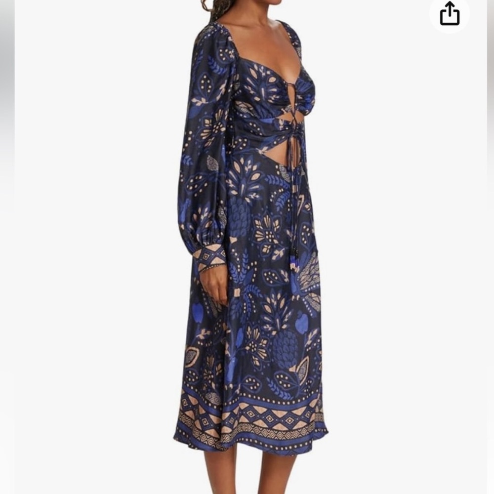 FARM Rio Macaw Forest Printed Cutout Midi Dress - Small/ SM